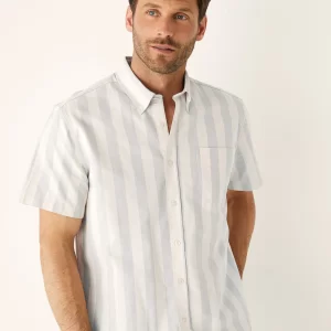 The Striped Short Sleeve Jasper Shirt in Grey Cloud